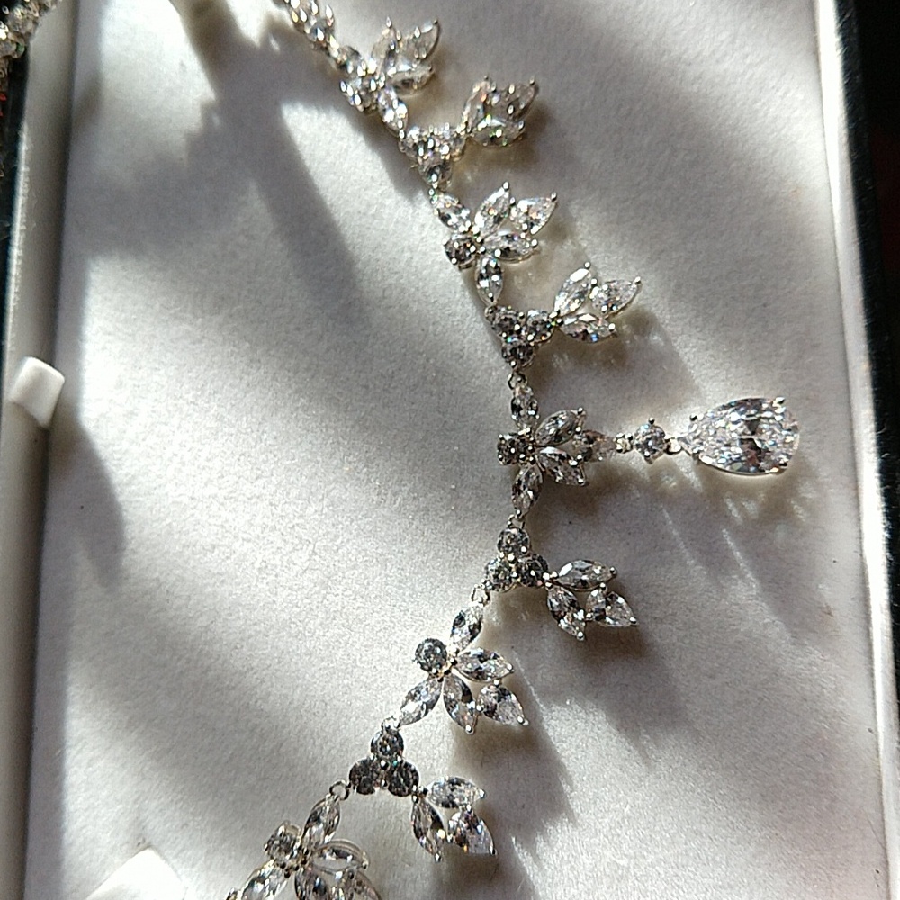 Sparkly cz 925 sterling silver necklace collar prom wedding
